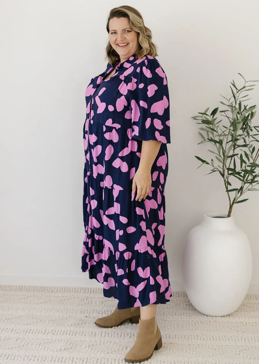 Marley Midi Dress in Navy Petal (GWP)