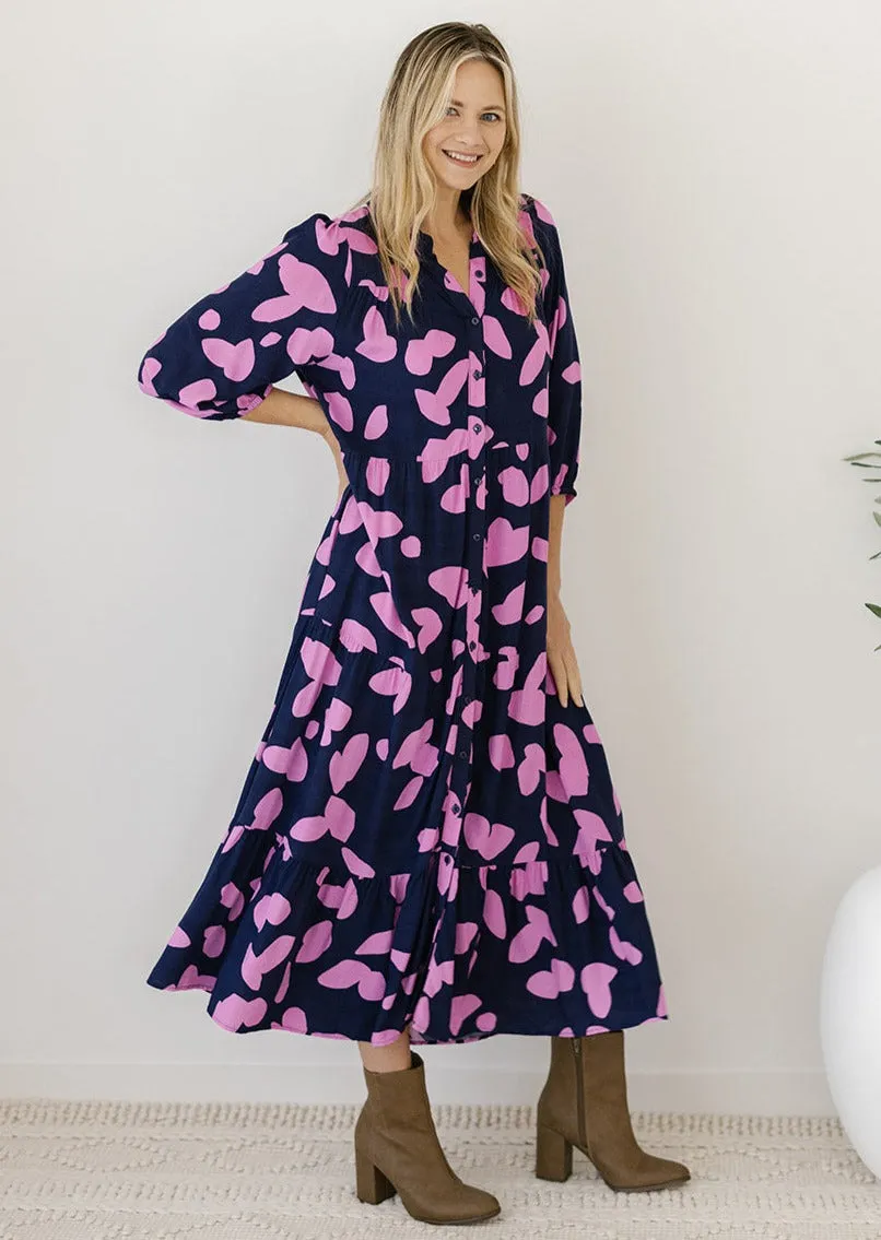 Marley Midi Dress in Navy Petal (GWP)