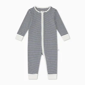 Navy Stripe Ribbed Clever Zip Snug Fit Pajamas