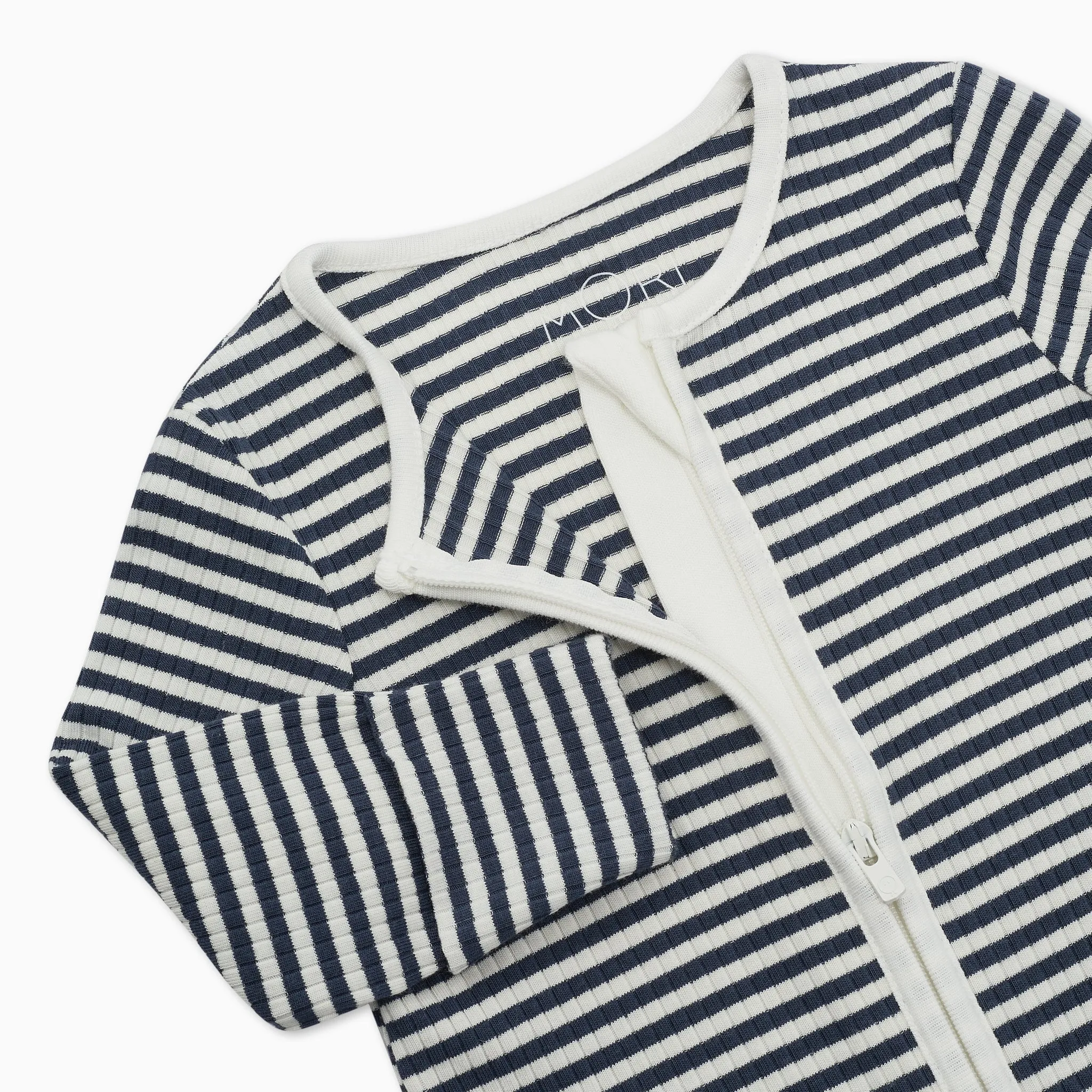 Navy Stripe Ribbed Clever Zip Snug Fit Pajamas