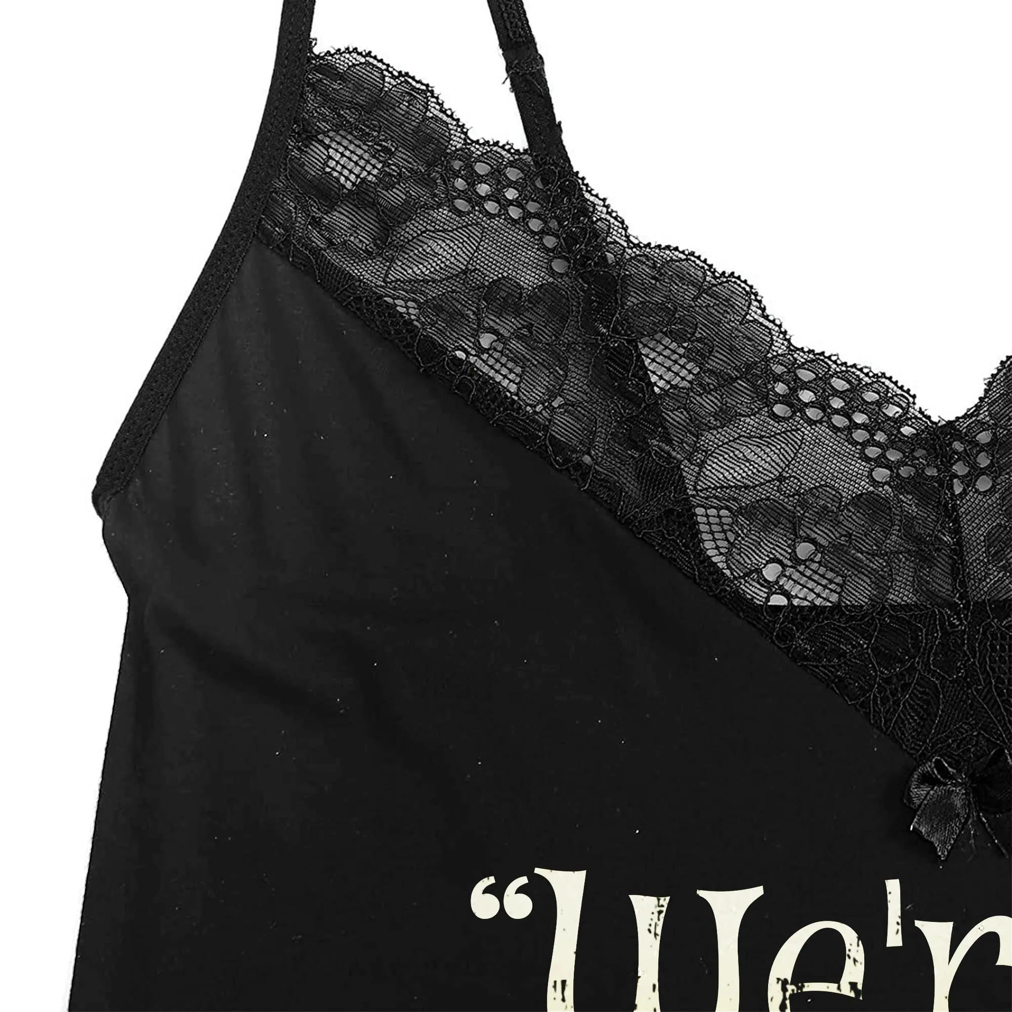 New Black Funny Women's Sexy Lace Short Pajama Set