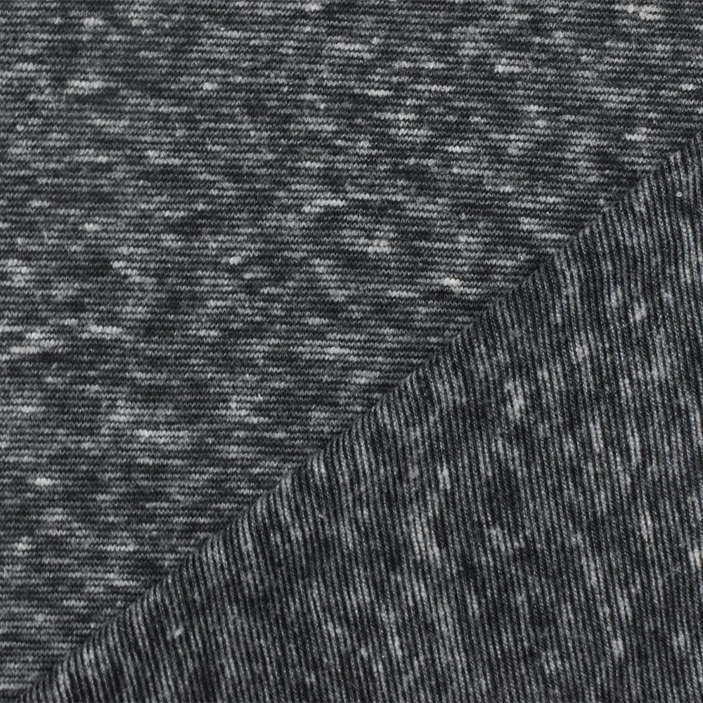 Off Black-Gray Slub Stretch Texture Jersey Knit Fabric