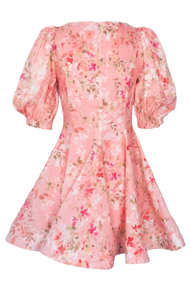 OLIVIA FLOUNCE MINI DRESS - Pink Blossom