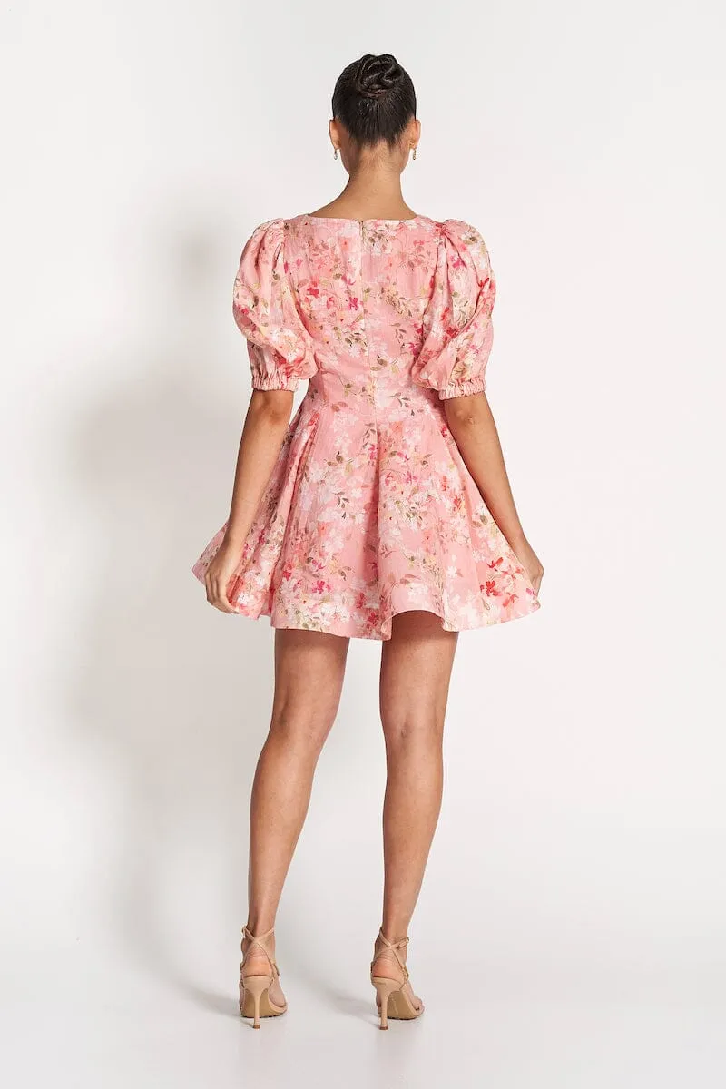 OLIVIA FLOUNCE MINI DRESS - Pink Blossom