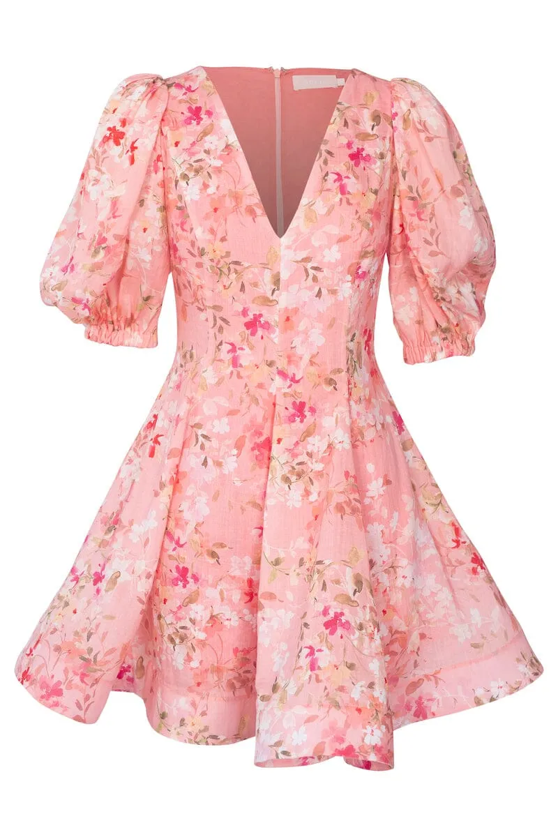 OLIVIA FLOUNCE MINI DRESS - Pink Blossom