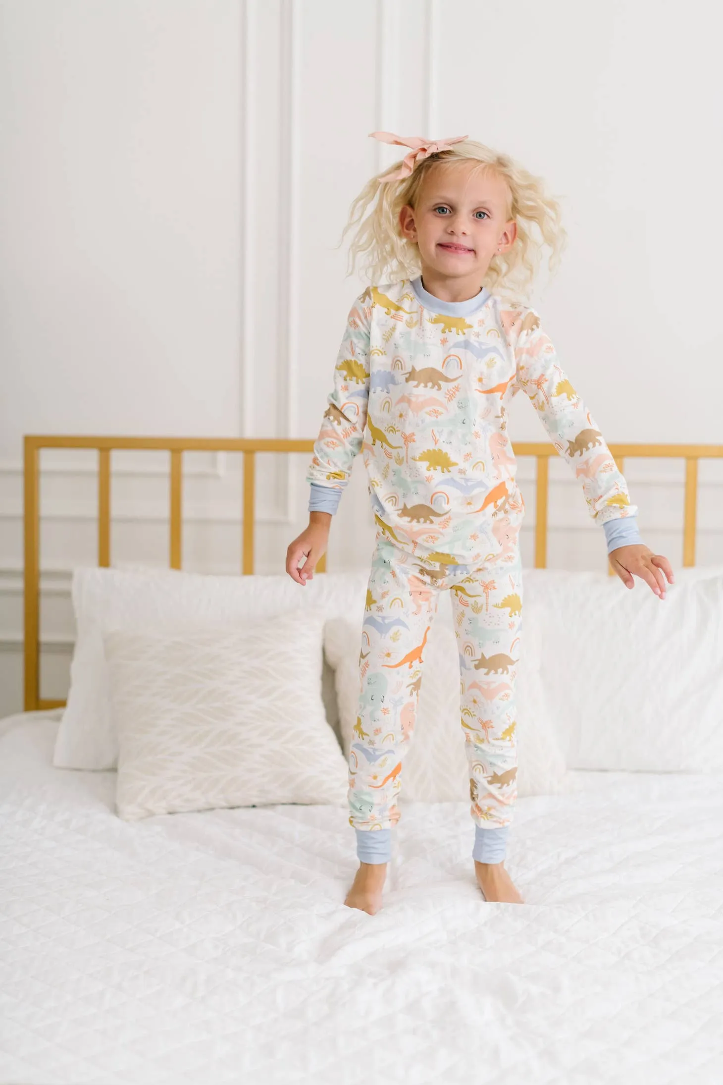 Ollie Jay 2 Piece Bamboo Kids Pajama Set in Dainty Dinos