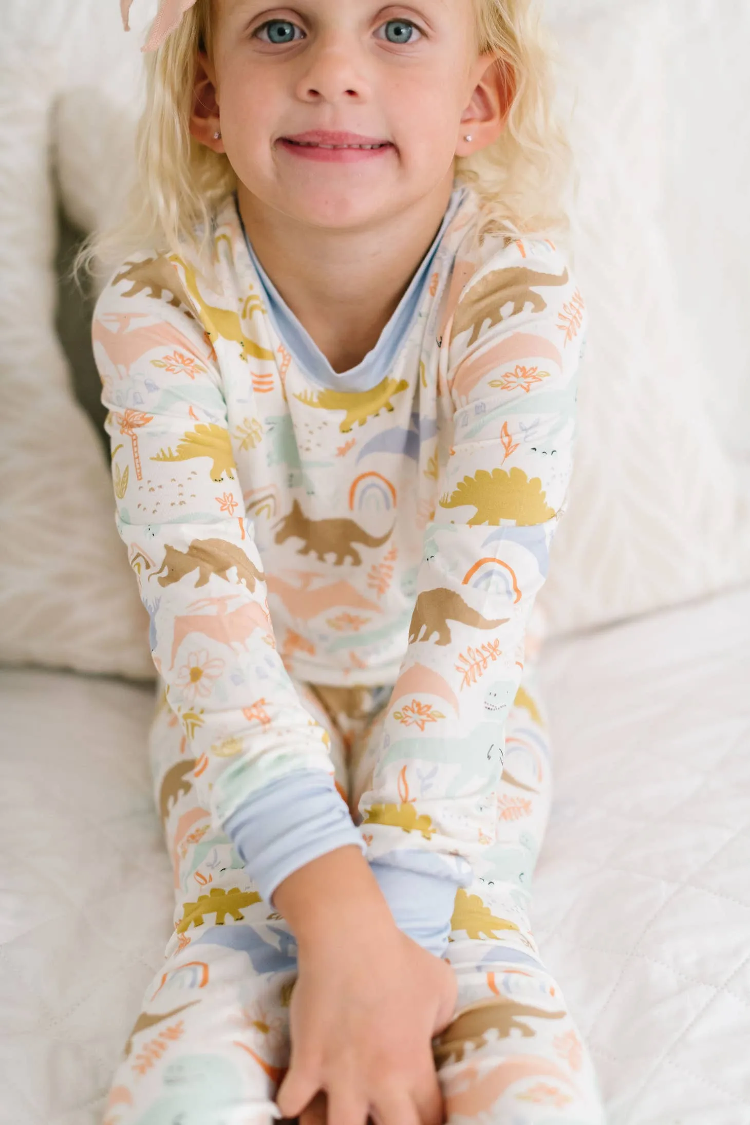 Ollie Jay 2 Piece Bamboo Kids Pajama Set in Dainty Dinos