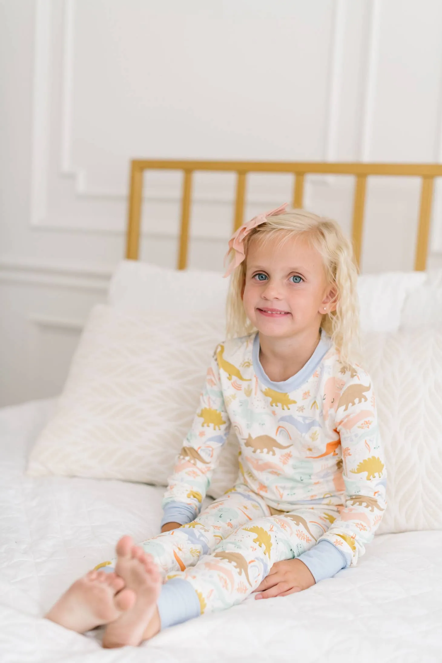 Ollie Jay 2 Piece Bamboo Kids Pajama Set in Dainty Dinos