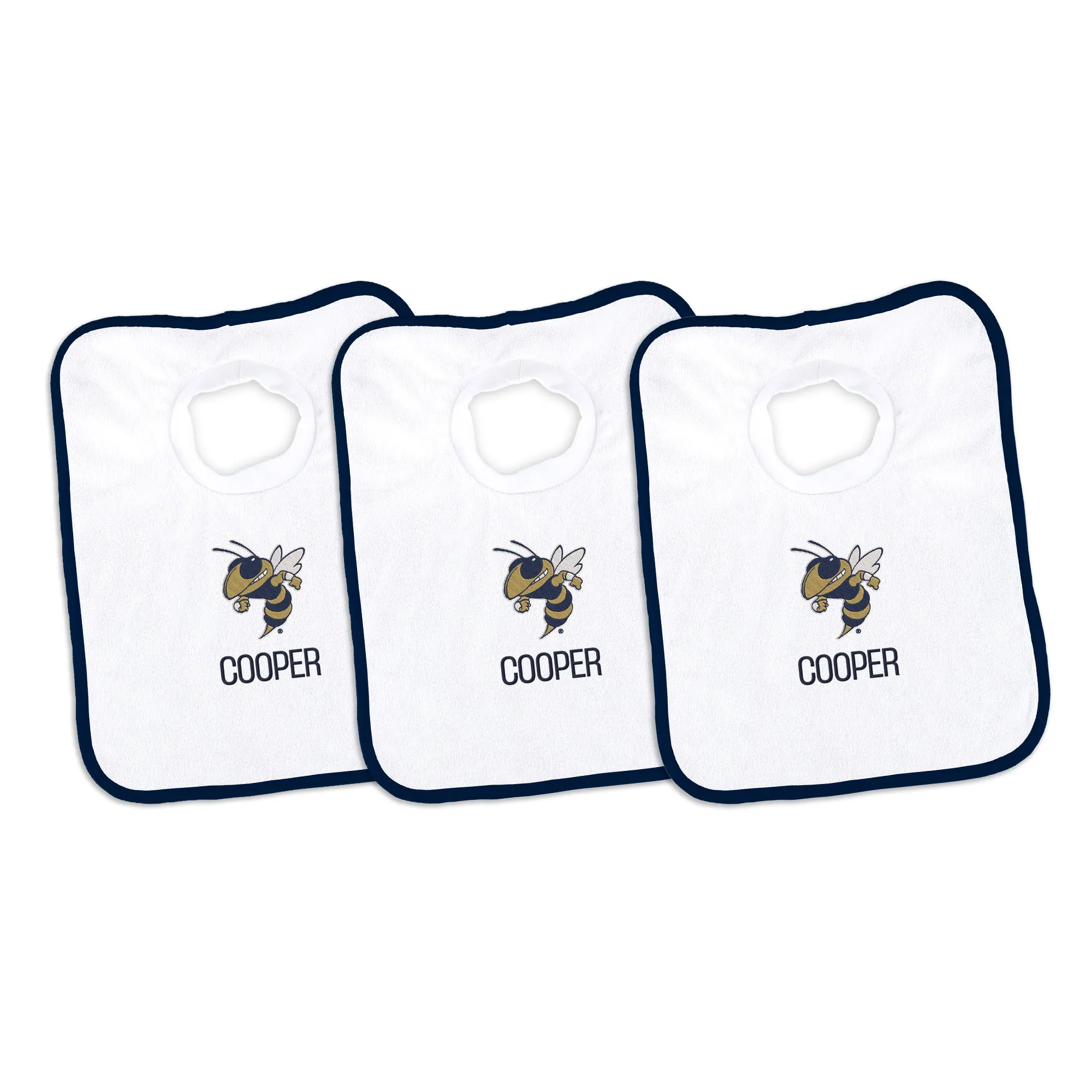 Personalized Georgia Tech Yellow Jackets Buzz 3-Pack Bibs