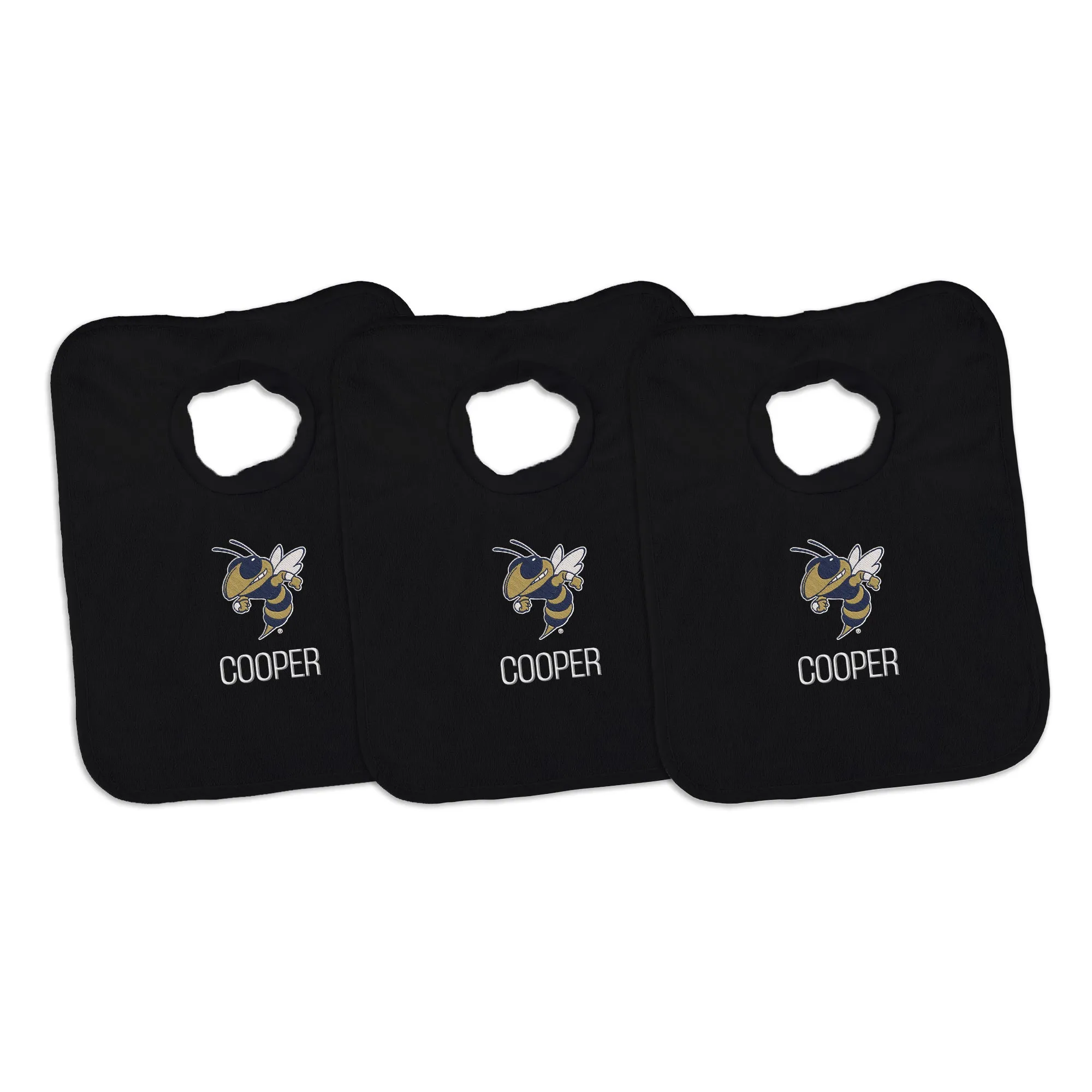 Personalized Georgia Tech Yellow Jackets Buzz 3-Pack Bibs