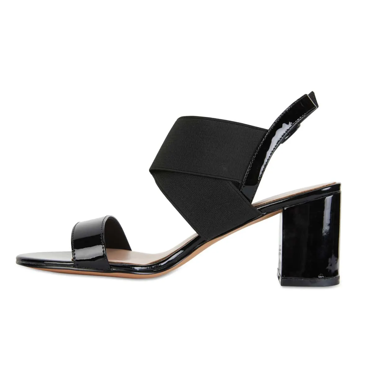 Petal Heel in Black Leather