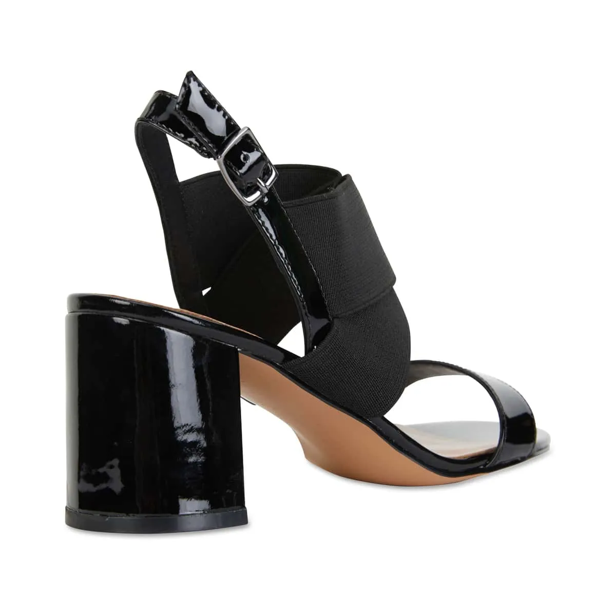 Petal Heel in Black Leather