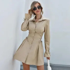 petal sleeves bandage slimming shirt dress