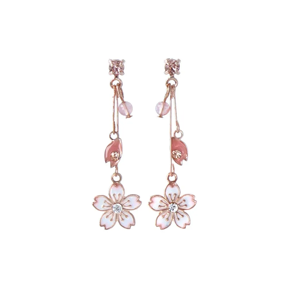 Pink Sakura Stick Drop Earrings