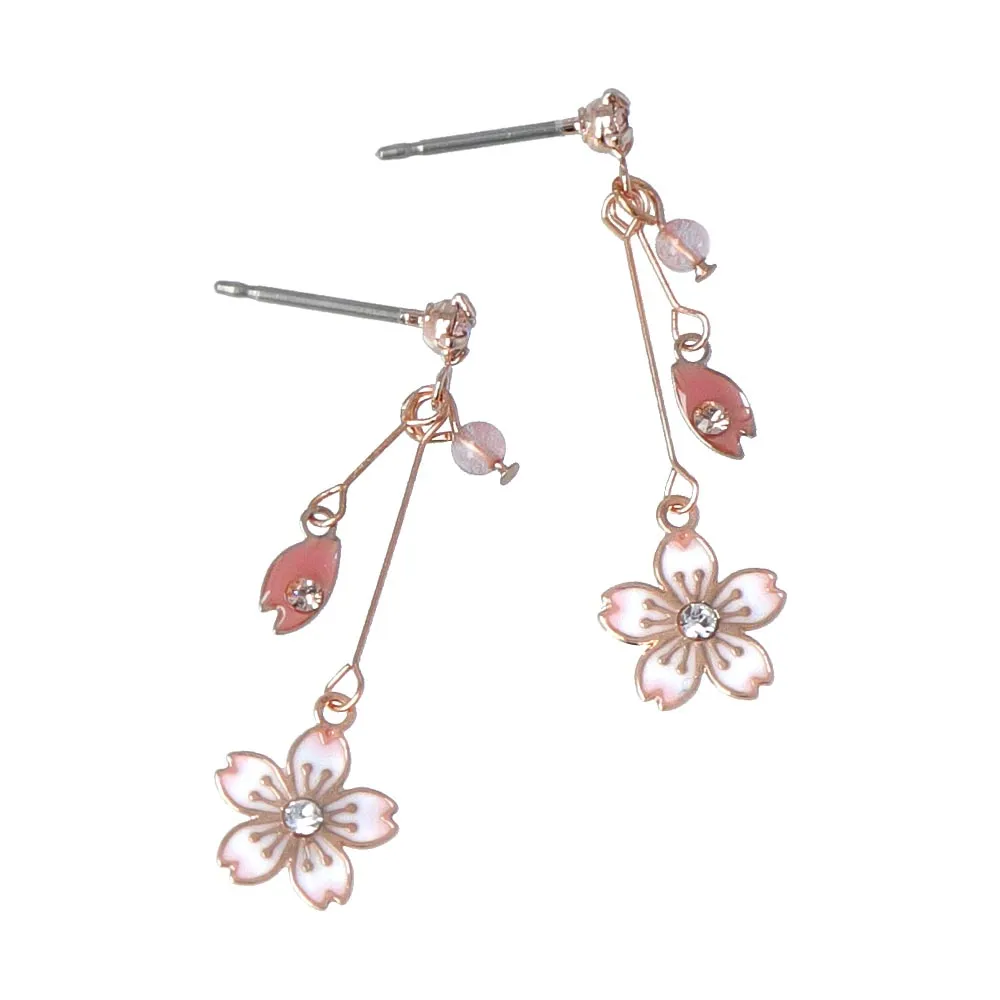 Pink Sakura Stick Drop Earrings