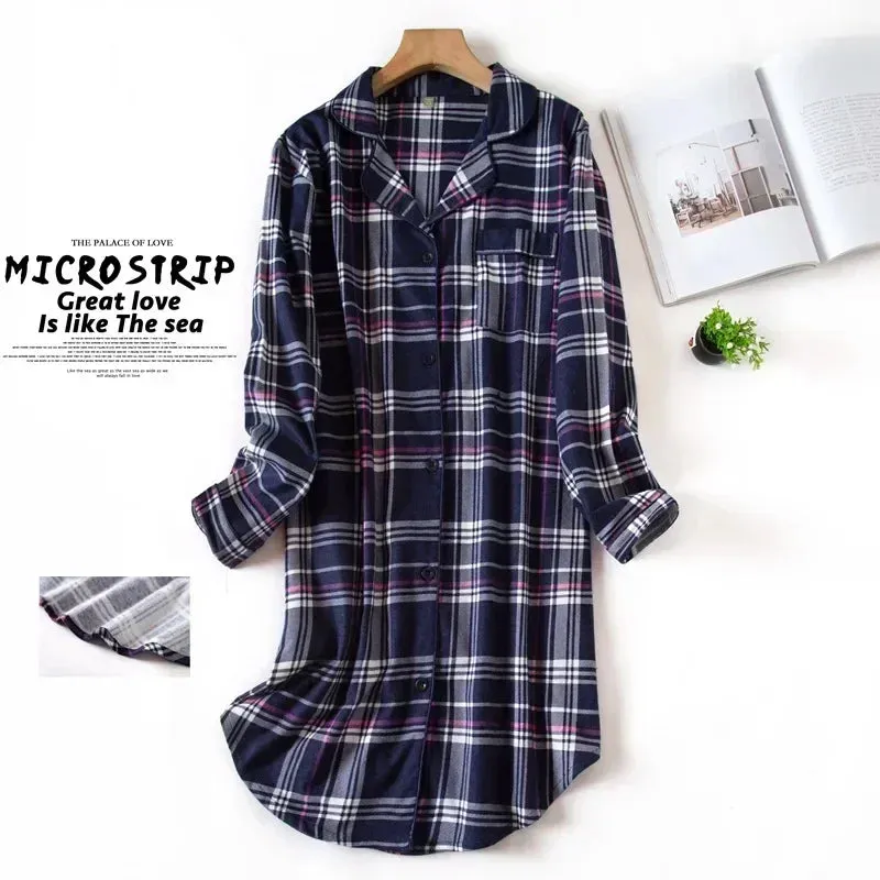 Plaid Cotton Flannel Nightgown