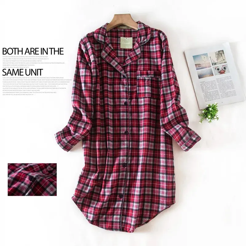 Plaid Cotton Flannel Nightgown