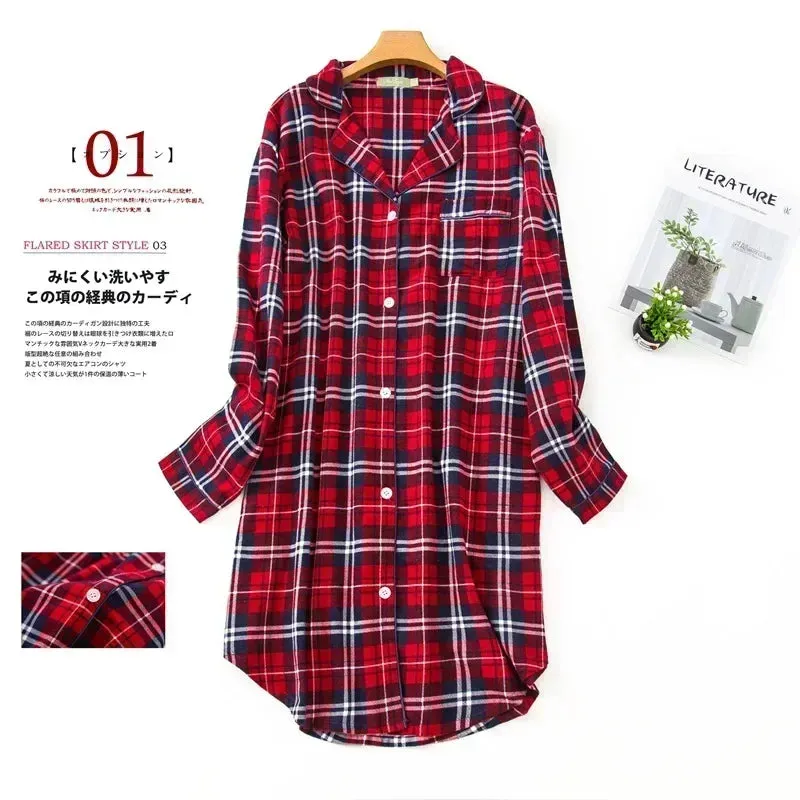 Plaid Cotton Flannel Nightgown