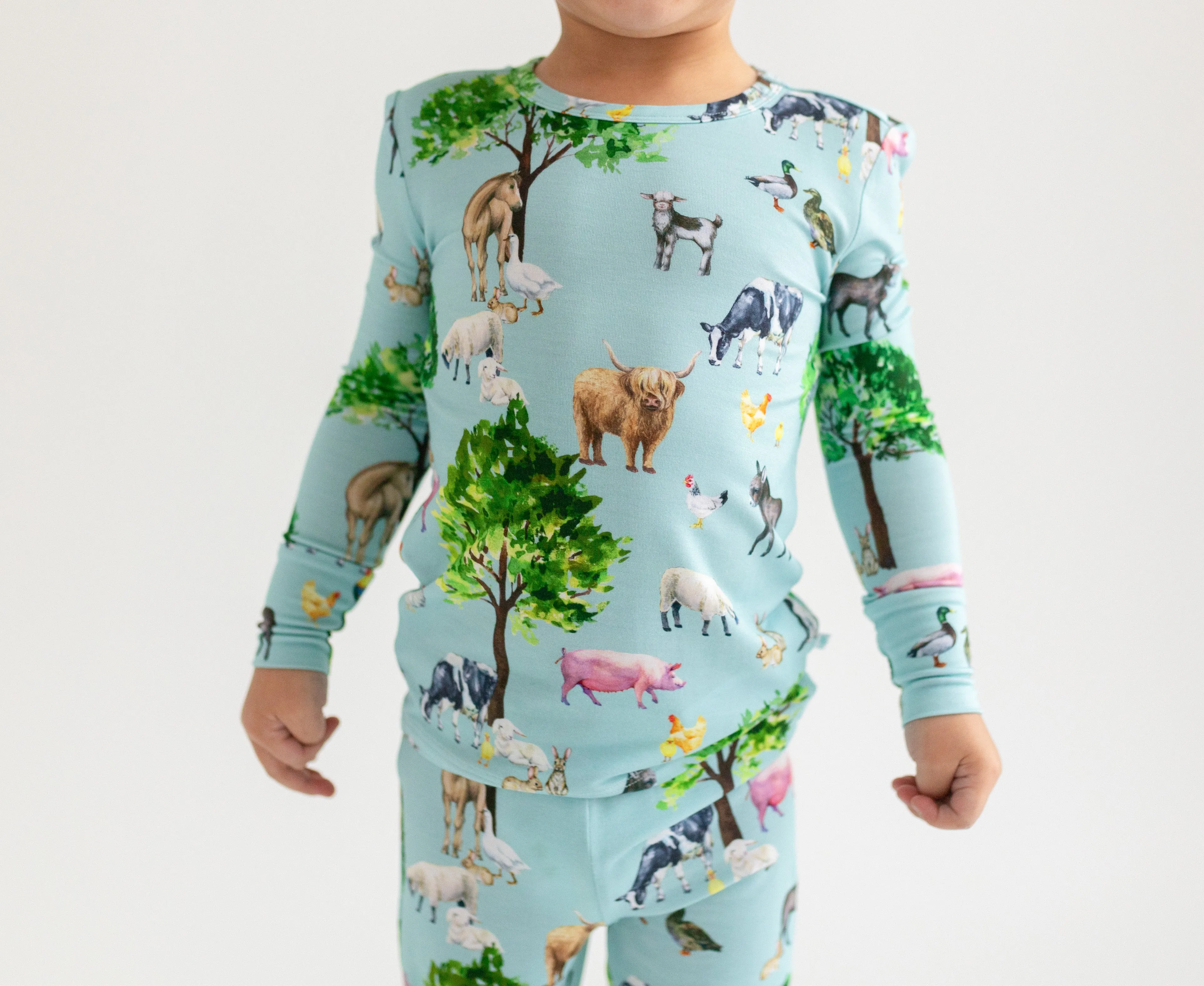 Posh Peanut Basic Long Sleeve kids Farm Loungewear Pajama & Pants in Brayden