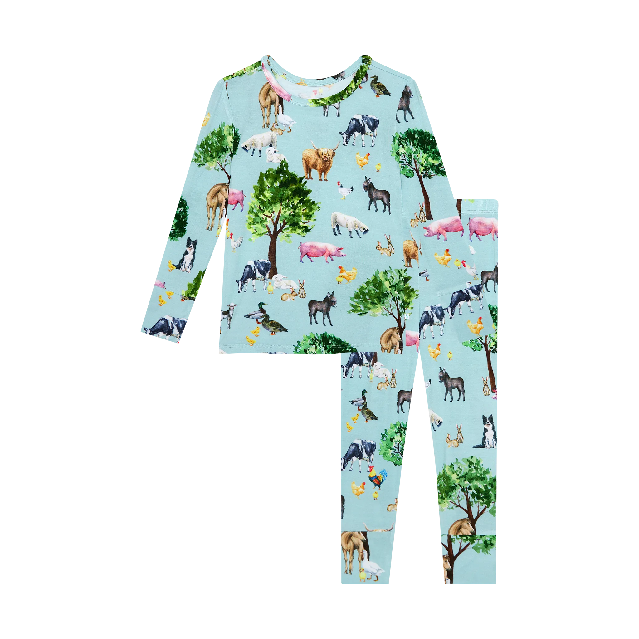 Posh Peanut Basic Long Sleeve kids Farm Loungewear Pajama & Pants in Brayden