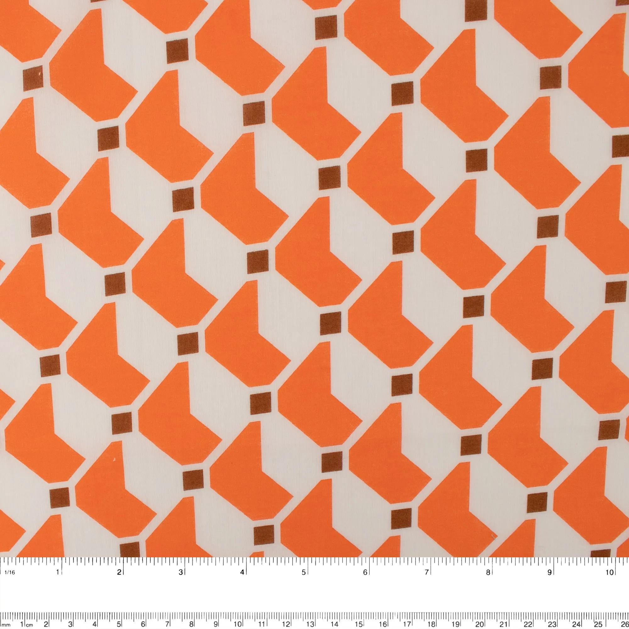 Printed Cotton Voile - KATIA - Geometric - Orange