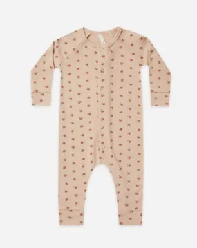 Quincy Mae Baby Girls Organic Blush Ditzy Long John Pajamas