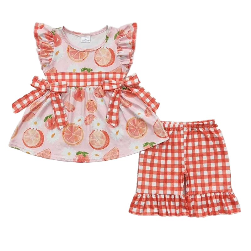 "Orange You Sweet" Little Girl's Shorts 2 PC Set