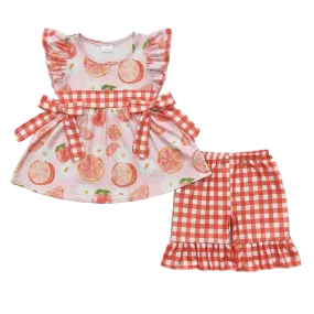 "Orange You Sweet" Little Girl's Shorts 2 PC Set