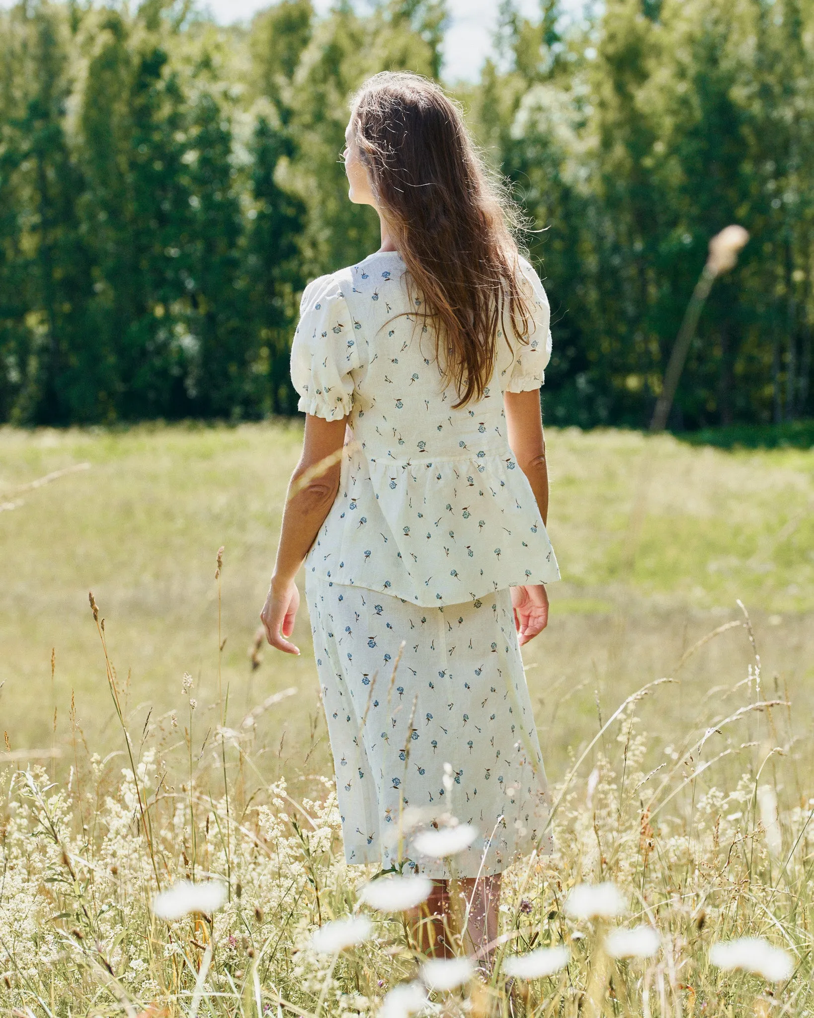 R: ANNECY ruffle hem shirt (Size: L; Color: Milky White/Sunny Field)