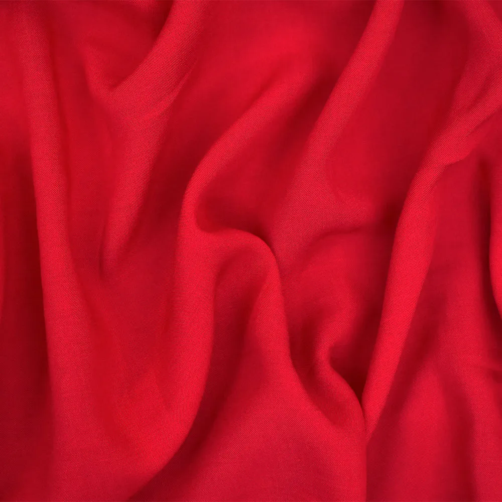 Red Rayon Solid Challis Woven Fabric