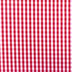 Red-White Gingham Polyester Shirting Woven Fabric