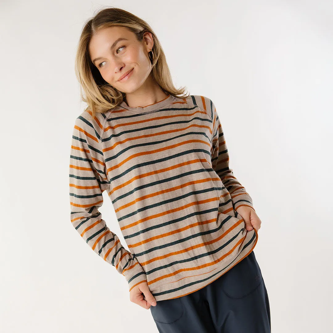 Riley Long Sleeve Stripe Tee, Navy/Rust