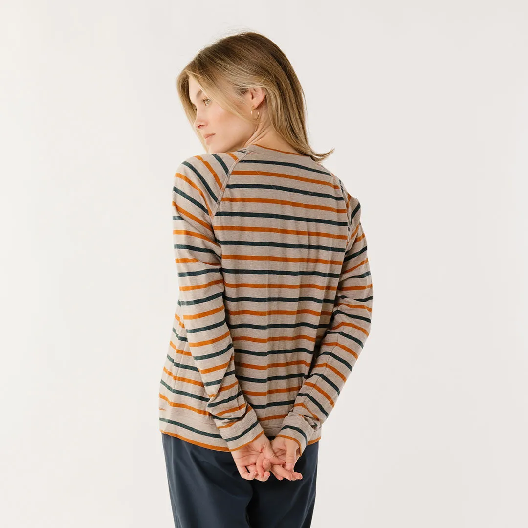 Riley Long Sleeve Stripe Tee, Navy/Rust