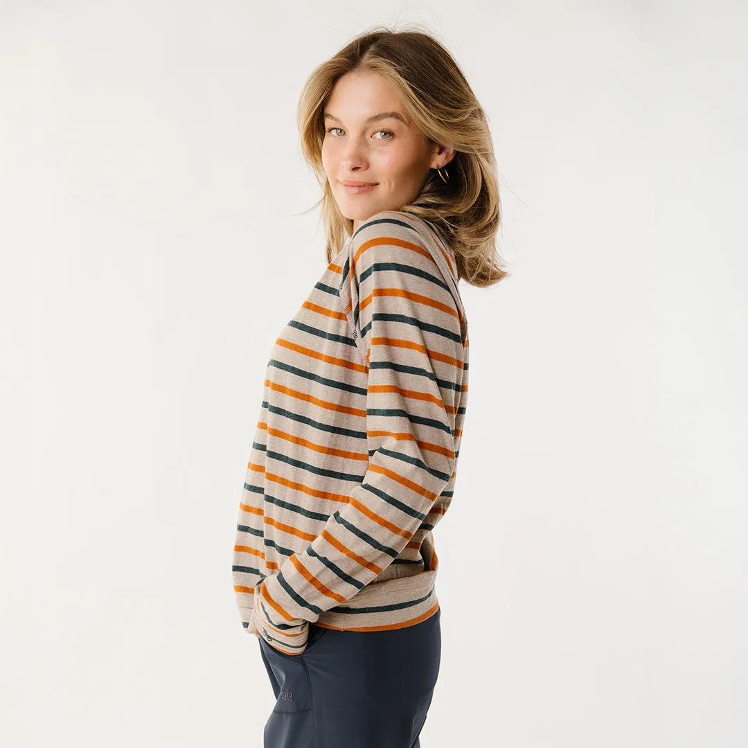 Riley Long Sleeve Stripe Tee, Navy/Rust