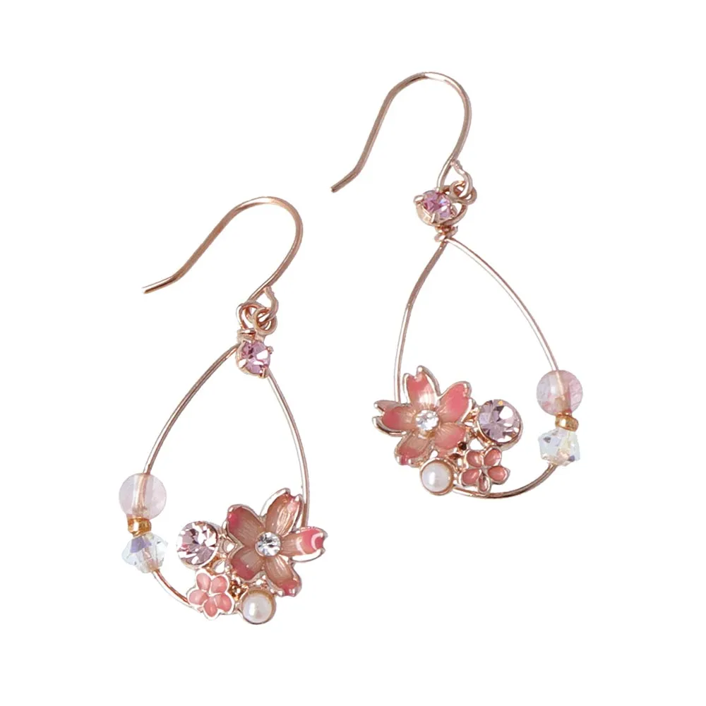 Sakura Floral Hoop Hook Earrings