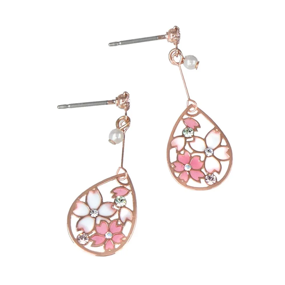 Sakura Ornamental Disc Drop Earrings