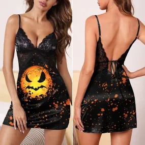 Skull Halloween Women's Back Lace Babydolls Nightgowns