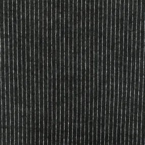 Soft Black-White Stripe Stretch Wool Brushed Double Knit Fabric