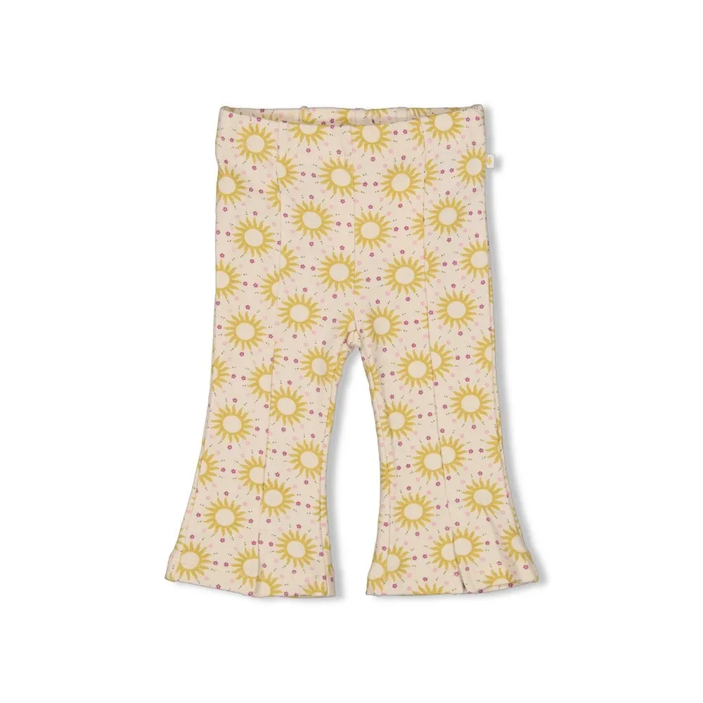 SUNNY LOVE Allover Print Slub Yarn French Terry Flare Pants