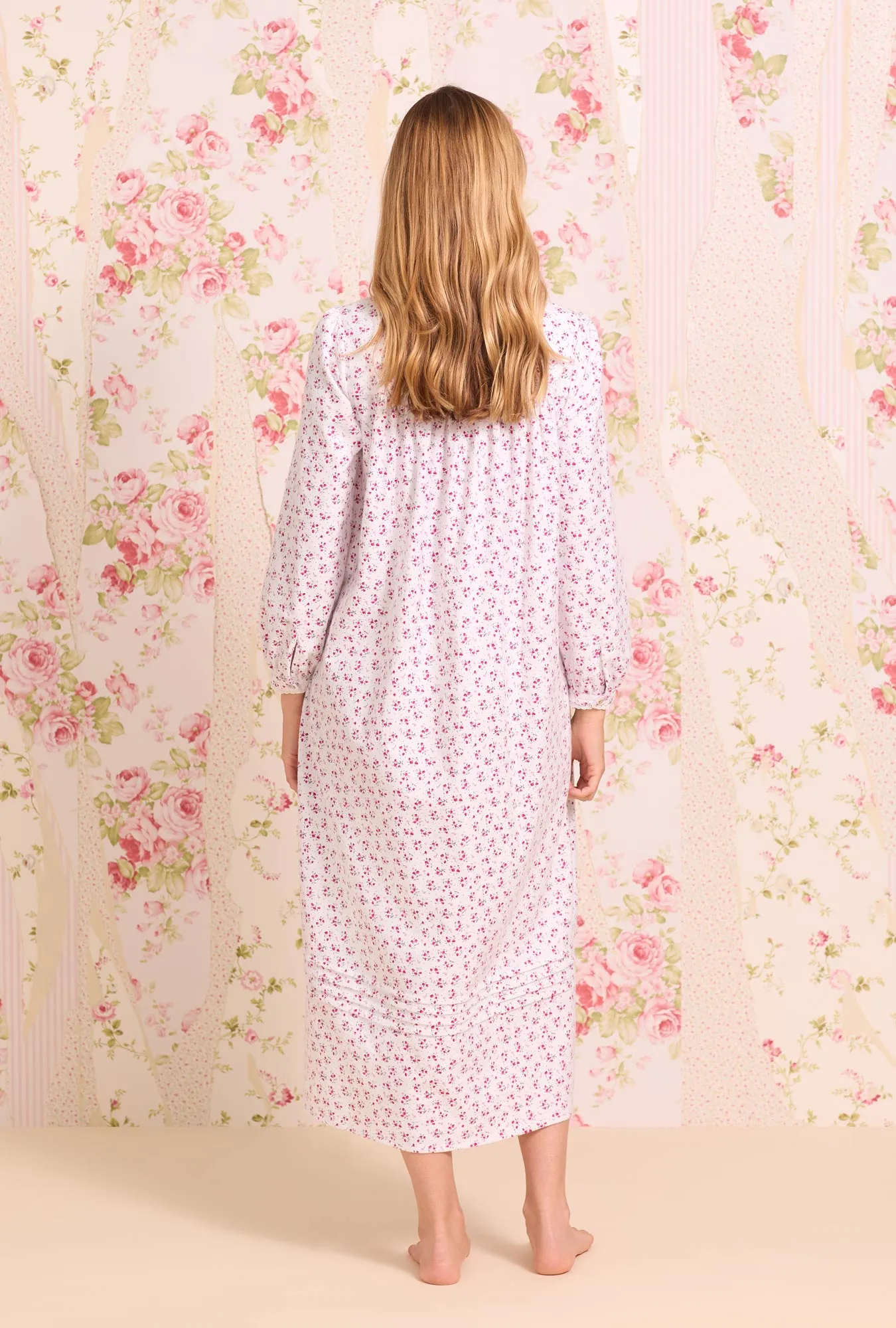 Sweet Holiday Floral Heritage Cotton Flannel Long Nightgown