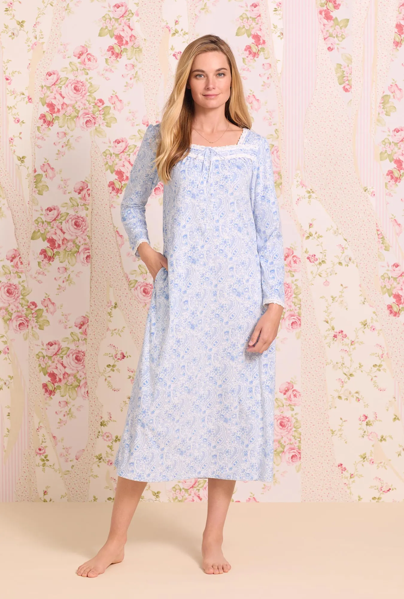 Winter Paisley Cozy Fleece Long Nightgown