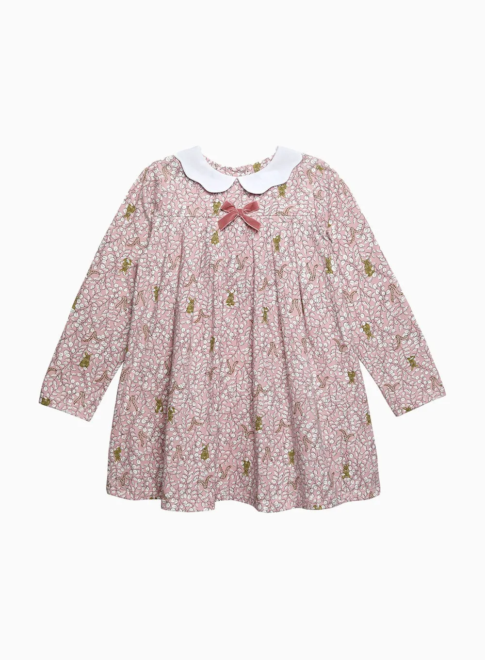 Woodland Bunny Jersey Dress in Pink