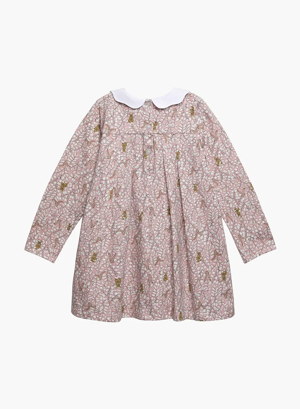 Woodland Bunny Jersey Dress in Pink